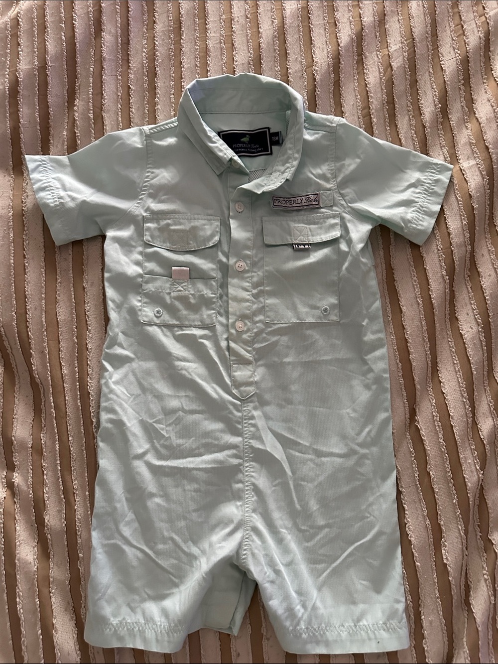 Light Mint Short-Sleeve Romper - Properly Tied Kids One-Piece